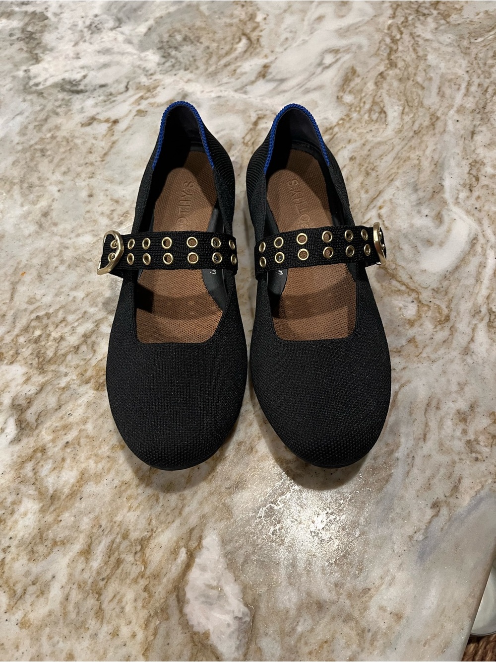 Women’s Black Mary Jane Flats with Grommet Strap Size 7.5